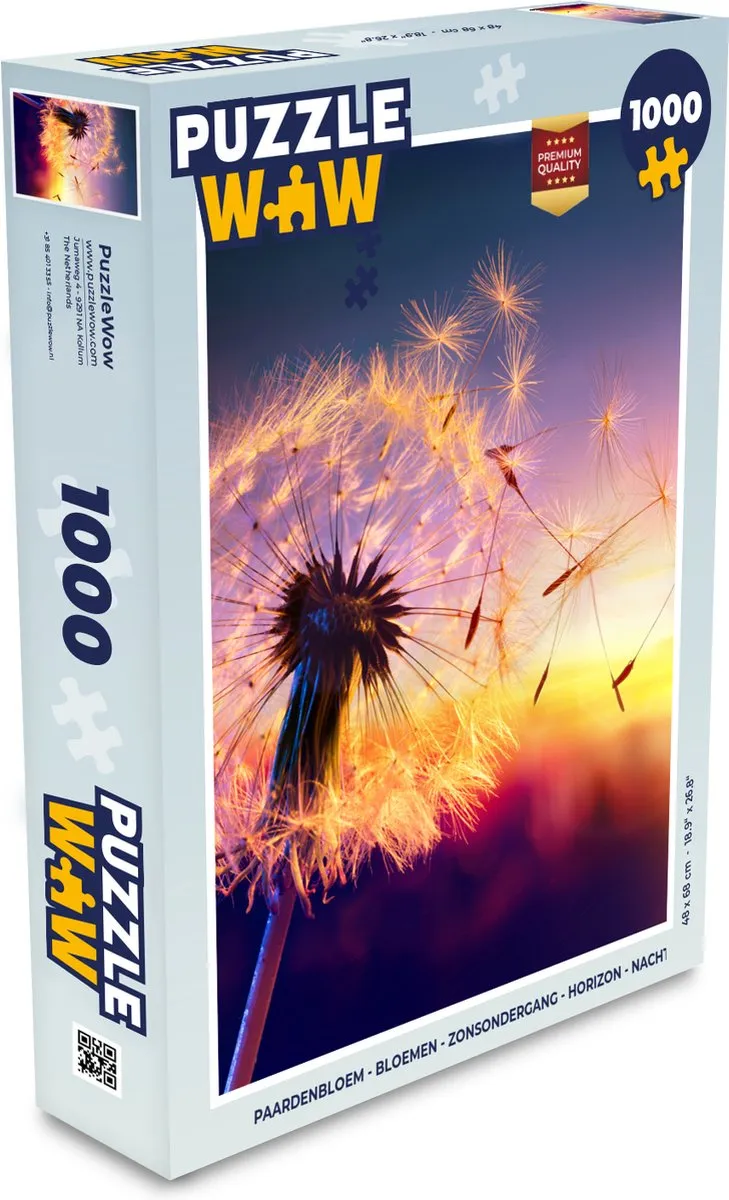 PuzzleWow Paardenbloem Legpuzzel 1000 Stuks - Multicolor