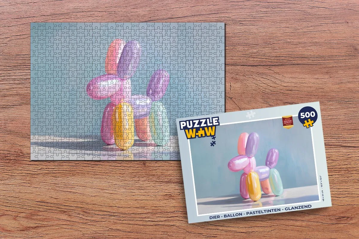 PuzzleWow Legpuzzel Dier Ballon 500 Stuks - Pasteltinten