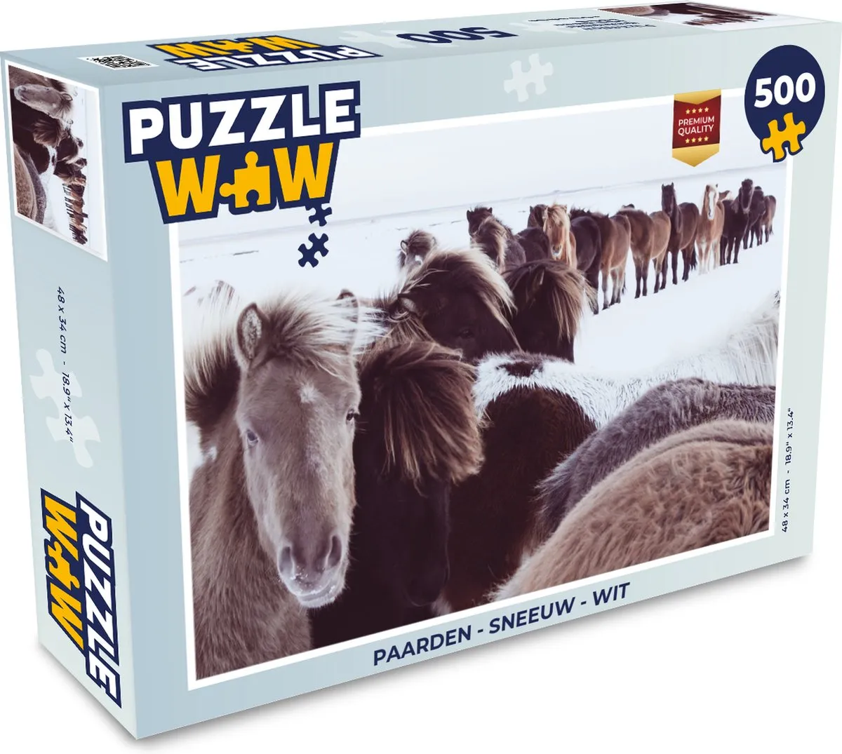 PuzzleWow Paarden Sneeuw Wit Legpuzzel 500 Stuks