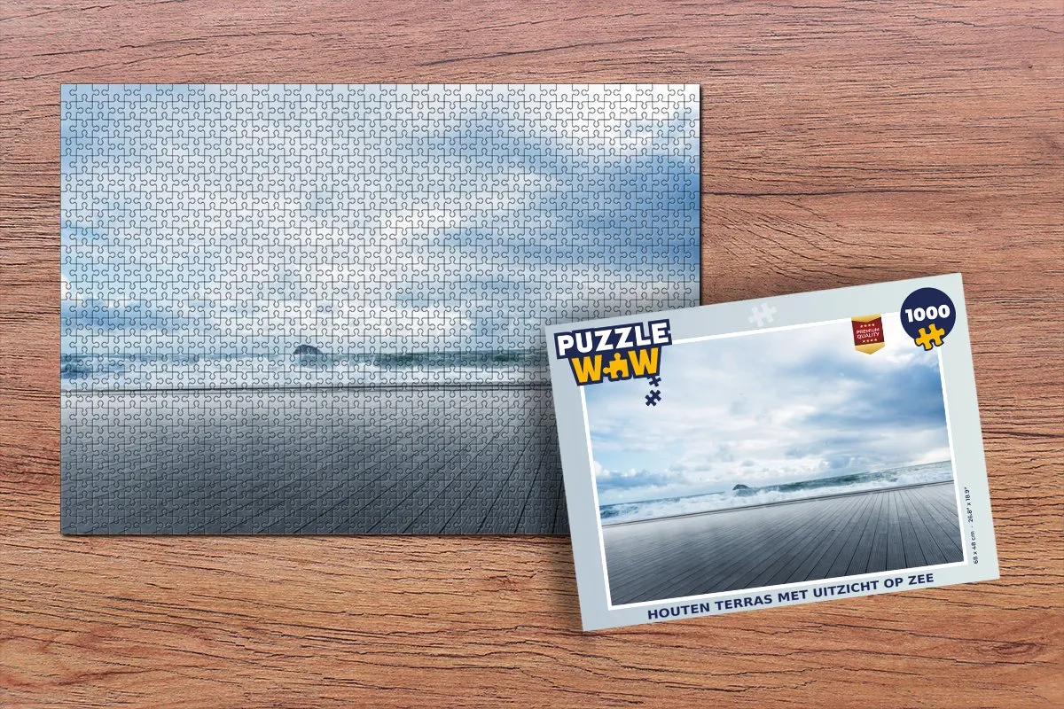 PuzzleWow Houten Terras met Uitzicht op Zee - Legpuzzel 1000 Stuks - Multicolor