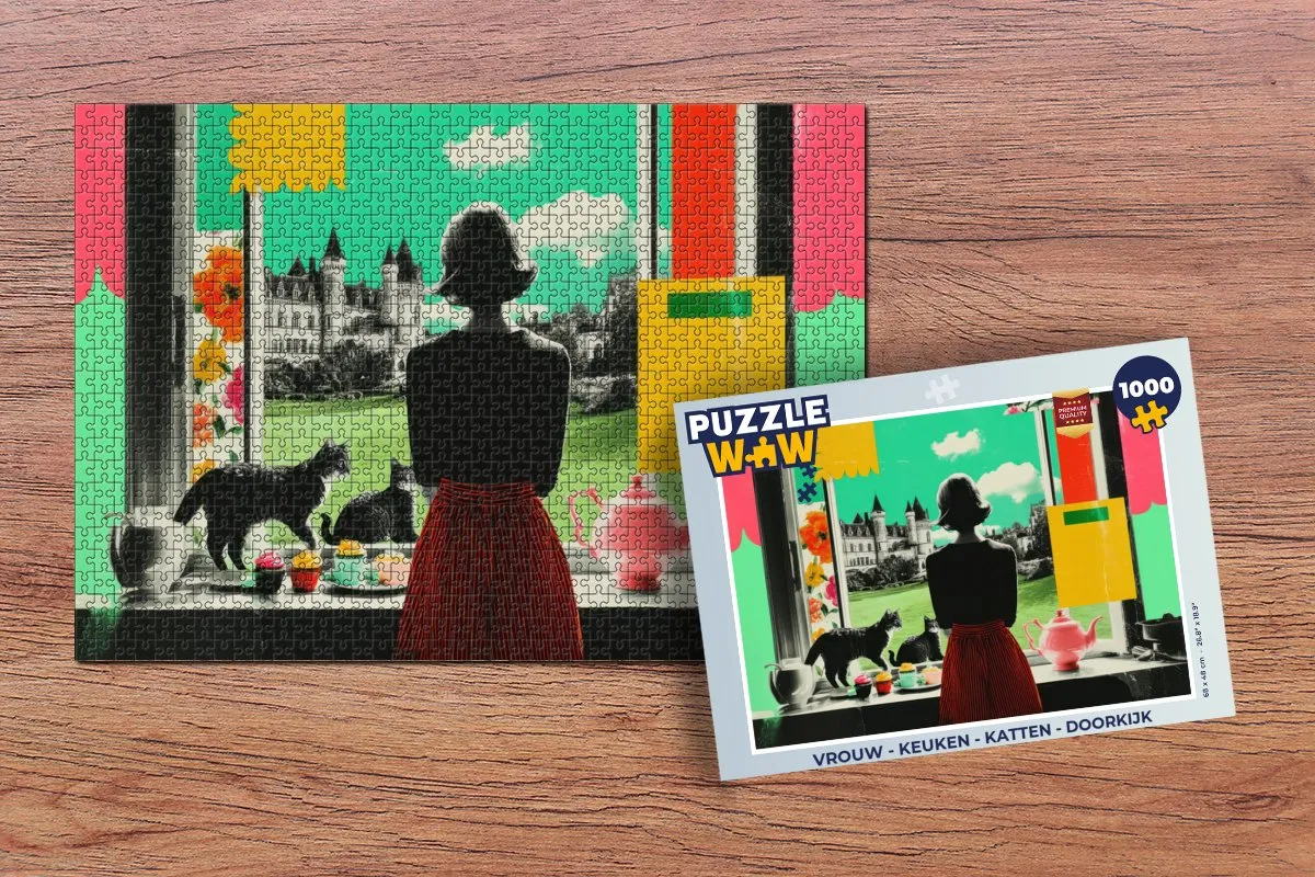 PuzzleWow Vrouw Kat Kasteel Puzzel - 500 Stuks