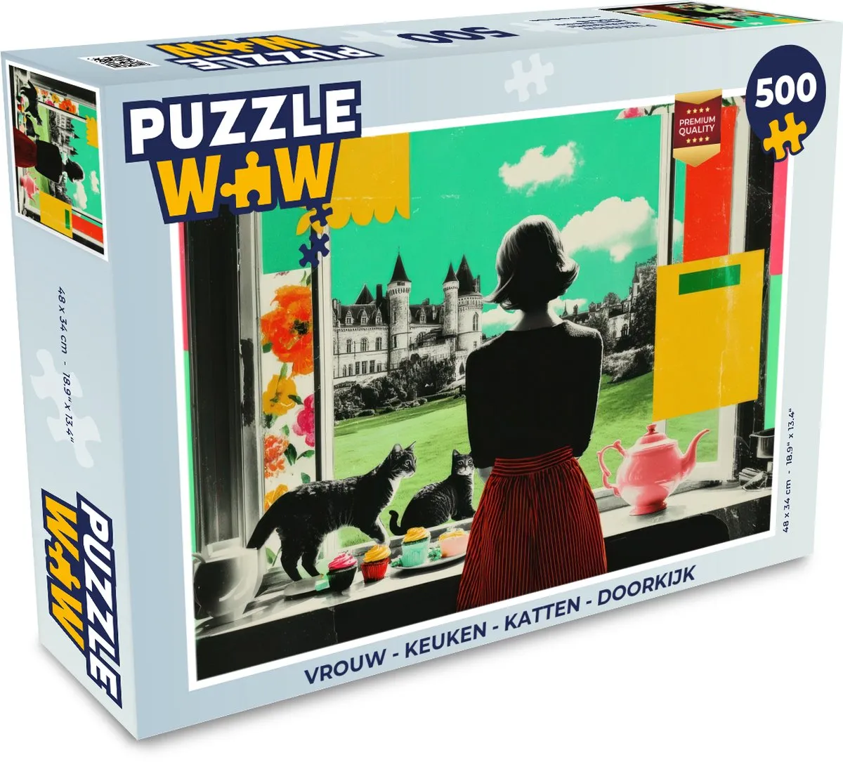 PuzzleWow Vrouw Kat Kasteel Puzzel