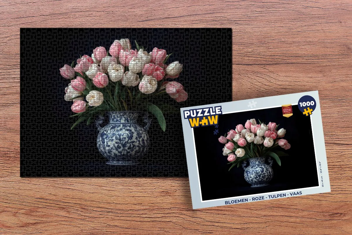 PuzzleWow Bloemen Roze Legpuzzel 1000 Stuks
