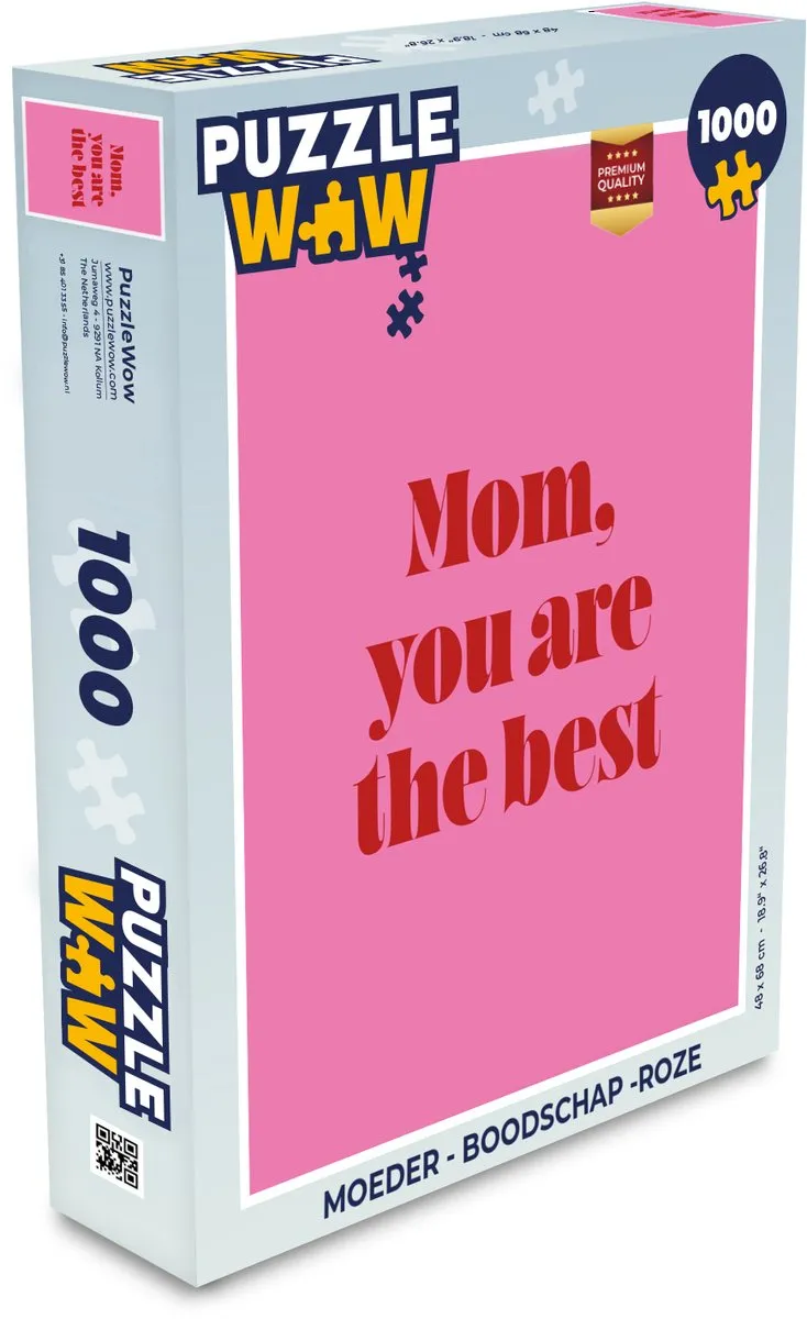 PuzzleWow Moeder Liefde Legpuzzel 1000 Stuks - Roze