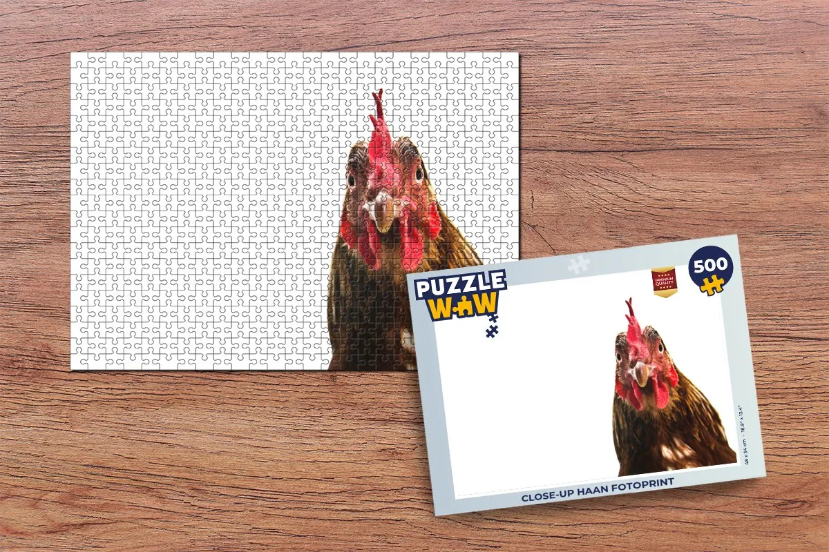 PuzzleWow Close-up Haan Fotoprint Legpuzzel 500 Stuks - Multicolor