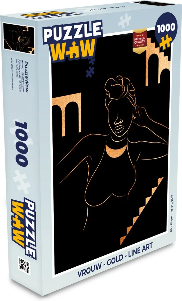 PuzzleWow Gold Line Art Legpuzzel 1000 Stuks