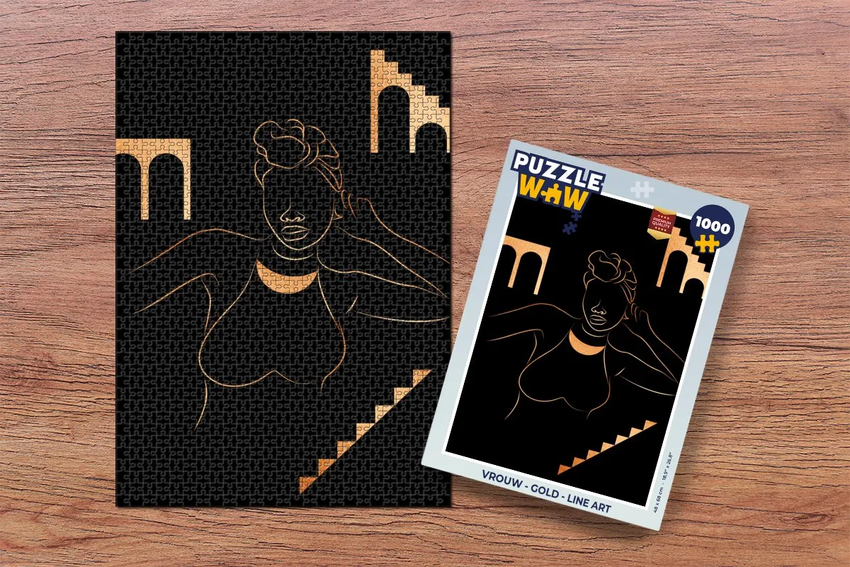PuzzleWow Gold Line Art Legpuzzel 1000 Stuks - Multicolor