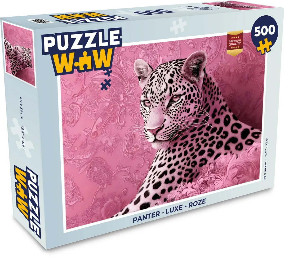 PuzzleWow Panter Roze Legpuzzel 500 Stuks