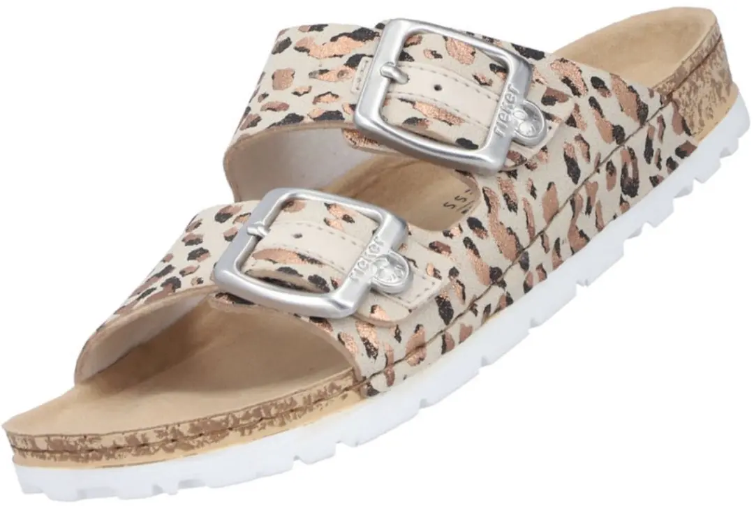 Rieker dames muiltjes beige/leopard