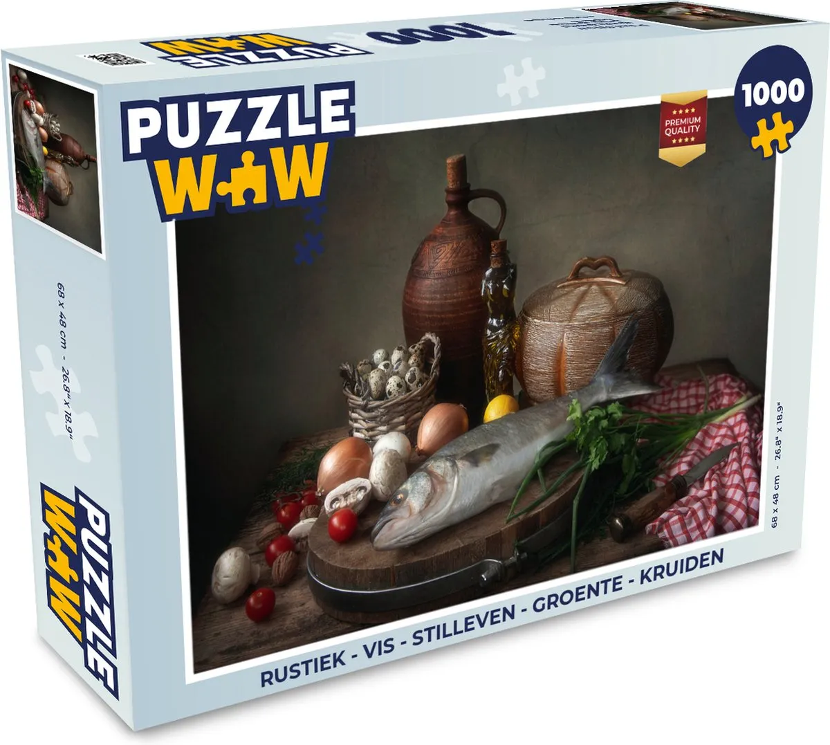 PuzzleWow Rustiek Vis Stilleven Legpuzzel 1000 Stuks - Multicolor