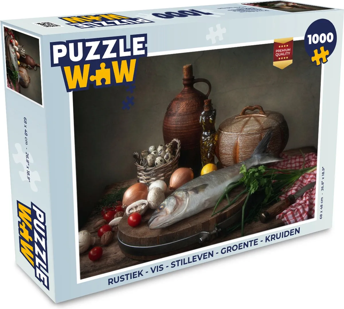 PuzzleWow Rustiek Vis Stilleven Legpuzzel 1000 Stuks - Multicolor