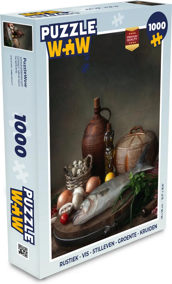 PuzzleWow Rustiek Vis Stilleven Legpuzzel 1000 Stuks - Multicolor