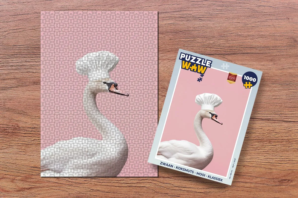 PuzzleWow Zwaan Koksmuts Legpuzzel 1000 Stuks - Roze