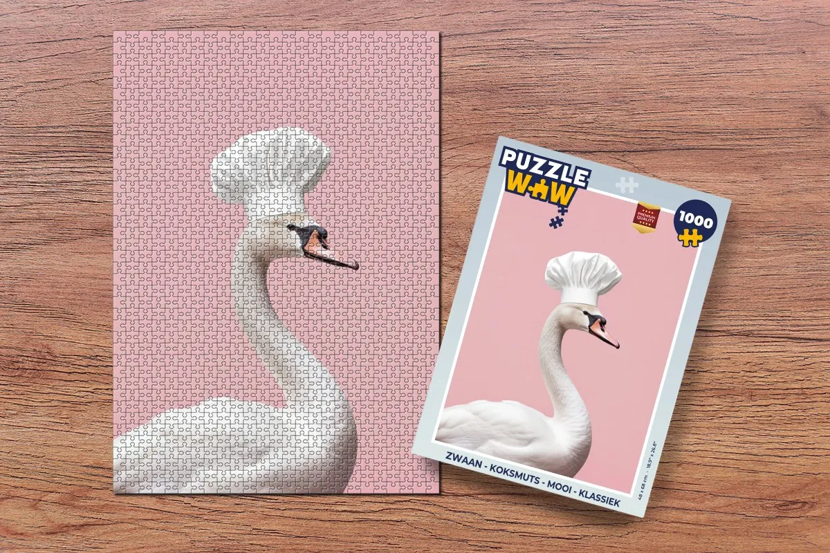 PuzzleWow Zwaan Koksmuts Legpuzzel 1000 Stuks - Roze