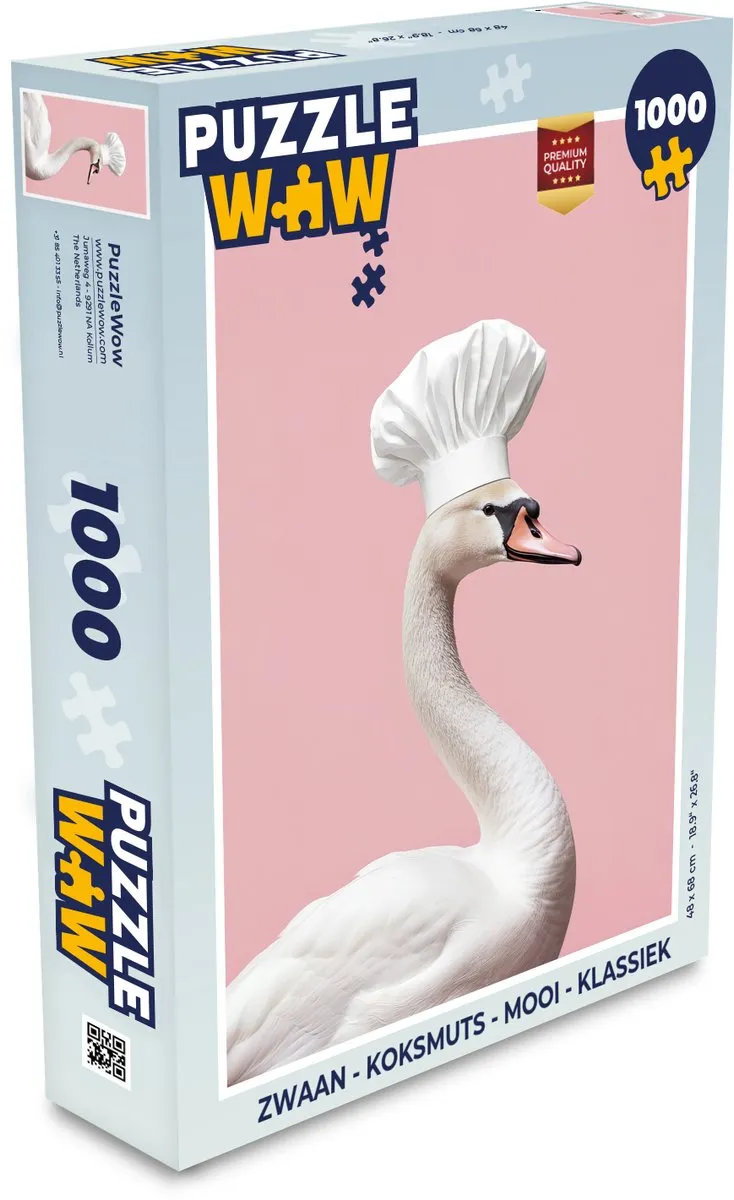 PuzzleWow Zwaan Koksmuts Legpuzzel 1000 Stuks - Roze