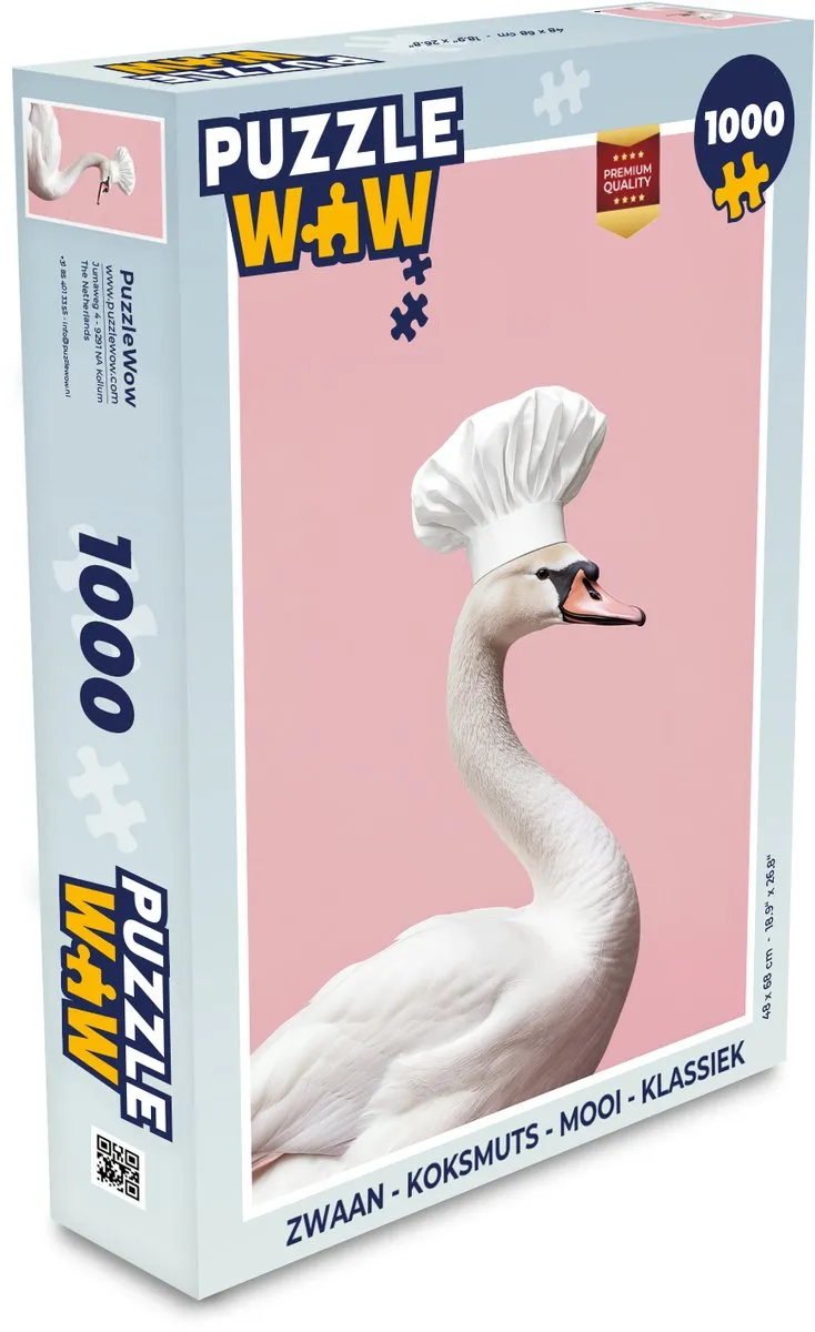 PuzzleWow Zwaan Koksmuts Legpuzzel 1000 Stuks - Roze