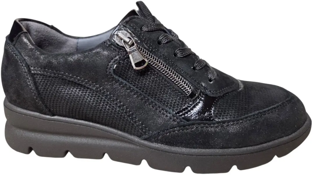 Waldlaufer 902001 309 001 H Sneakers Zwart Nubuck Dames Breedtemaat H