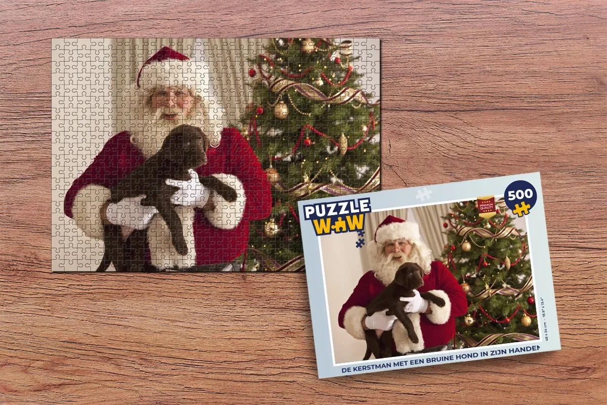 PuzzleWow Kerstman met Bruine Hond Legpuzzel 500 Stuks - Multicolor