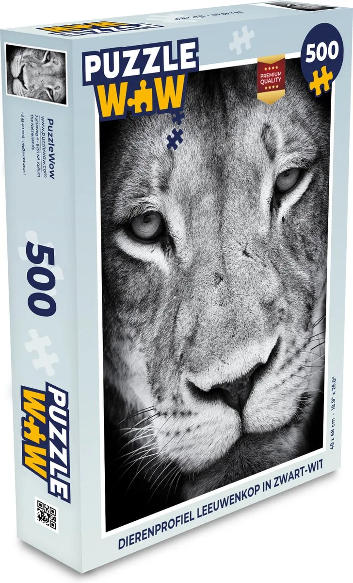 PuzzleWow Dierenprofiel Leeuwenkop Legpuzzel 500 Stuks