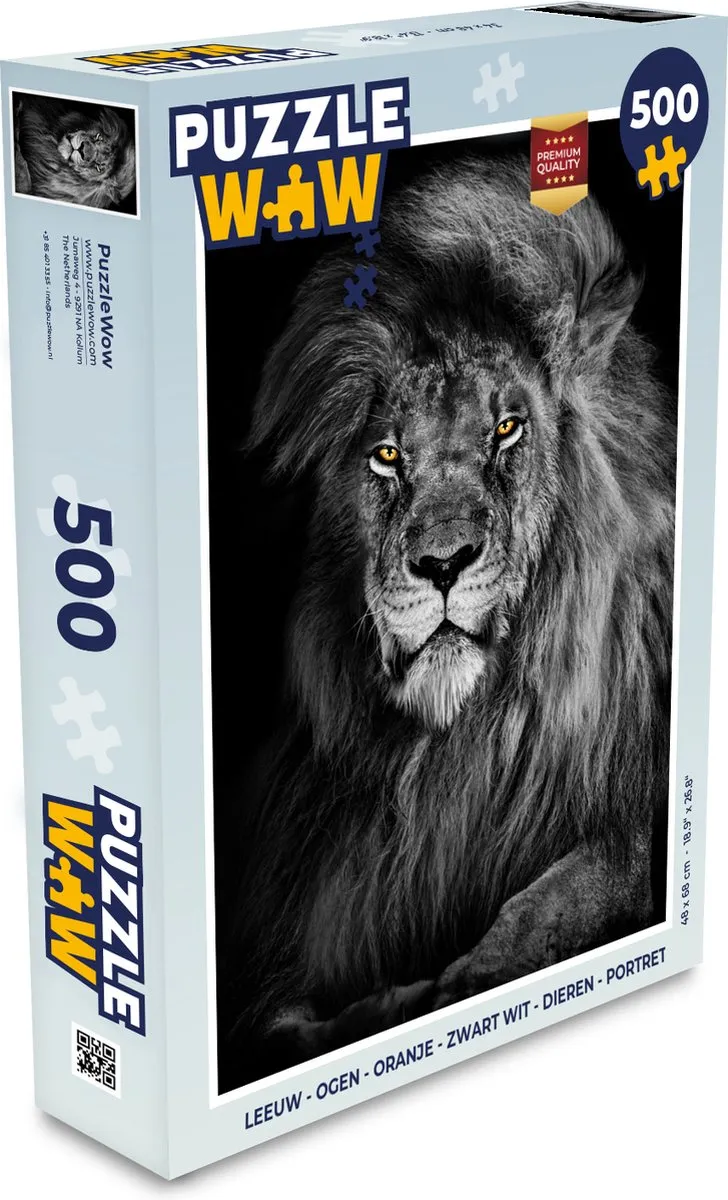 PuzzleWow Leeuw Portret Legpuzzel 500 Stuks - Multicolor
