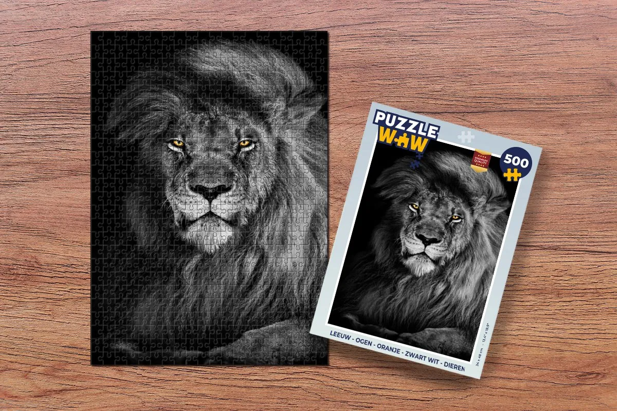PuzzleWow Leeuw Portret Legpuzzel 500 Stuks - Multicolor