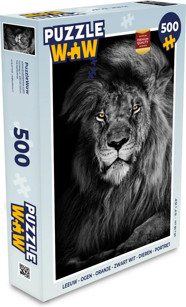 PuzzleWow Leeuw Portret Legpuzzel 500 Stuks - Multicolor
