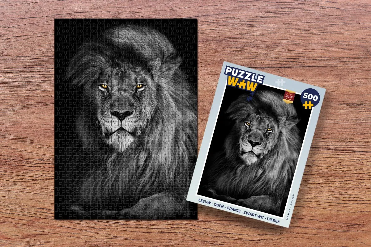 PuzzleWow Leeuw Portret Legpuzzel 500 Stuks - Multicolor