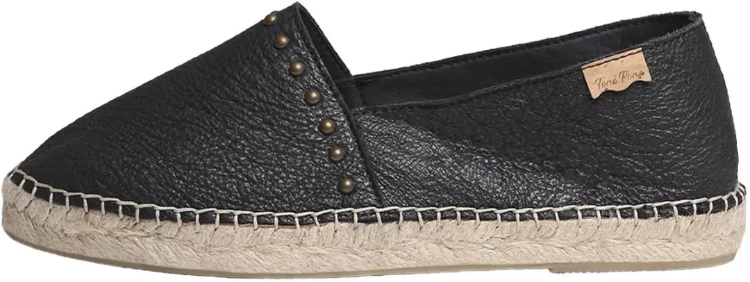Platte leren espadrilles voor dames met studs