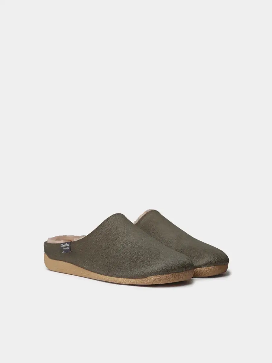 Herenslippers met open tenen van textiel