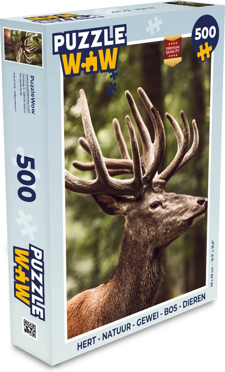 PuzzleWow Hert Natuur Legpuzzel 500 Stuks - Multicolor