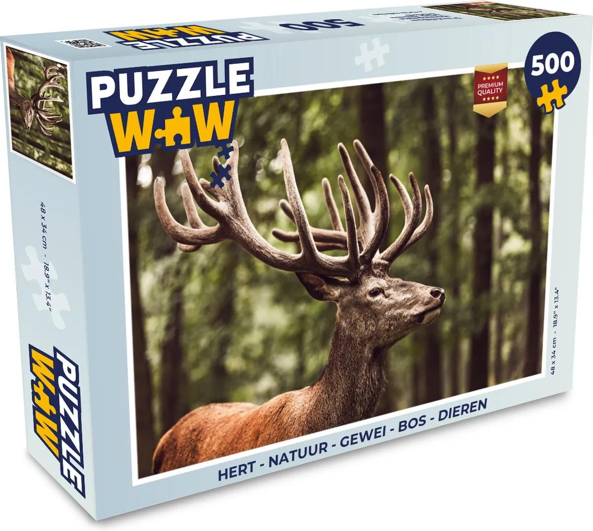 PuzzleWow Hert Natuur Legpuzzel 500 Stuks - Multicolor