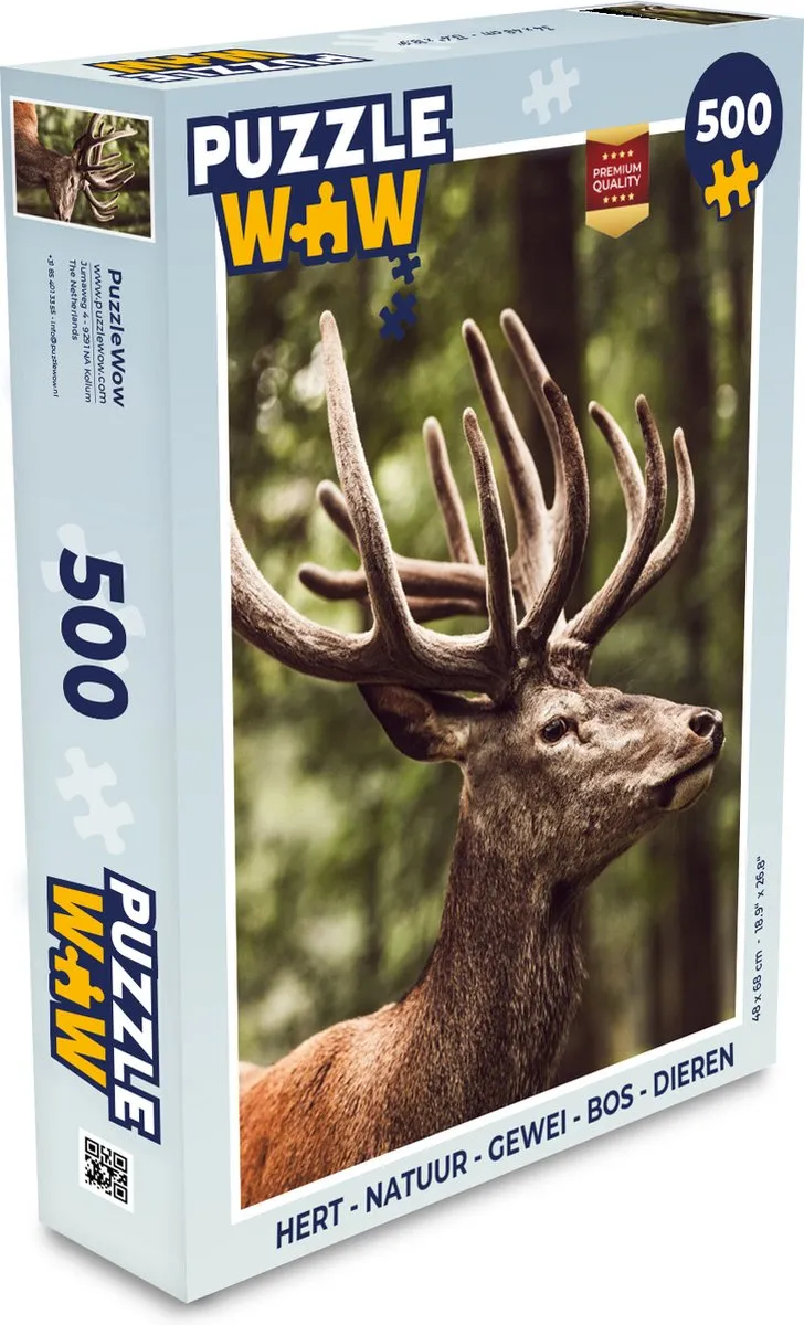 PuzzleWow Hert Natuur Legpuzzel 500 Stuks - Multicolor
