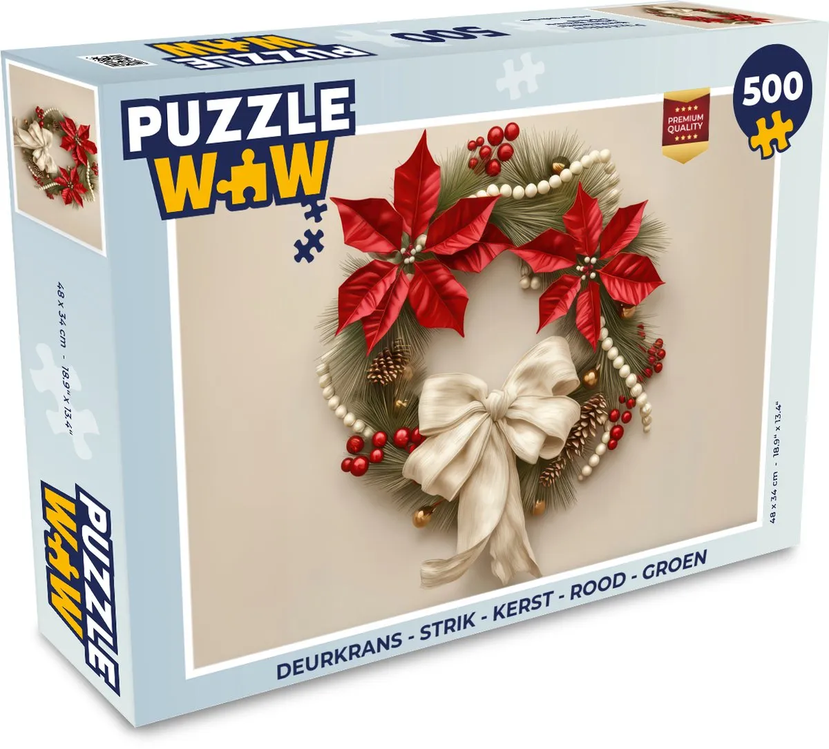 PuzzleWow Kerstdeurkrans Strik 500 Stuks