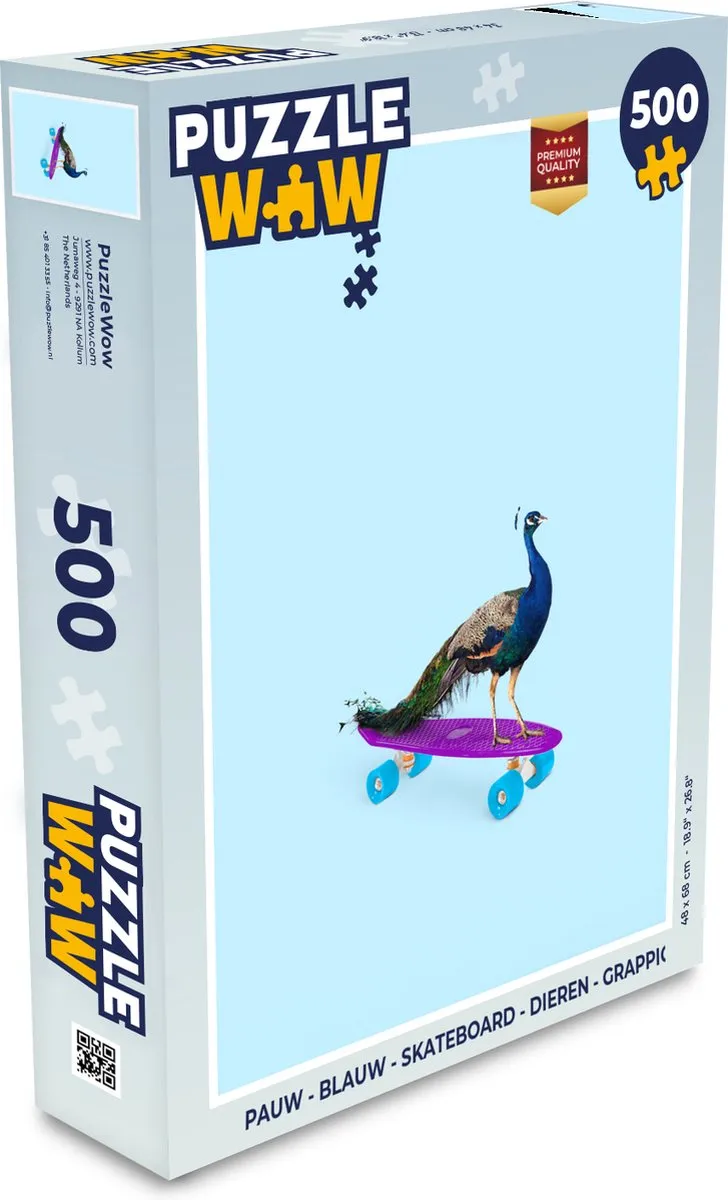 PuzzleWow Skateboard Dieren Puzzel 500 Stuks - Multicolor