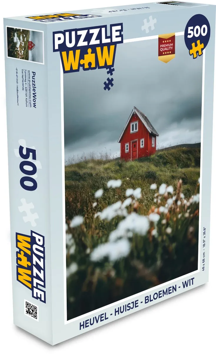 PuzzleWow Legpuzzel 500 Stuks - Wit Huisje & Heuvel