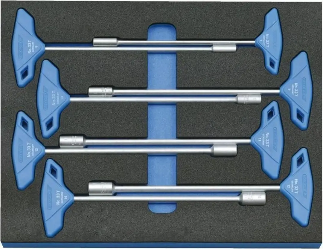 Gedore 2005 CT2-2133 T 7-delige Soksleutelset met T-greep in 2/4 check-tool modu
