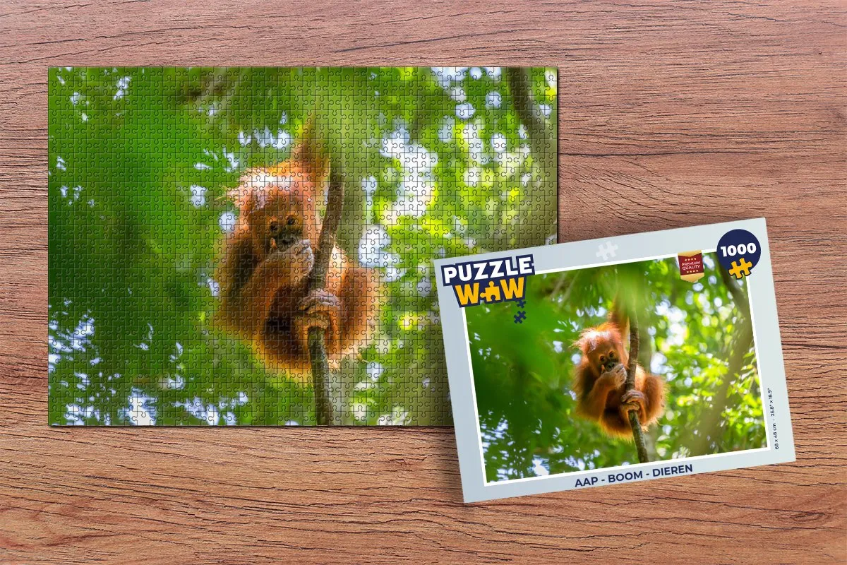 PuzzleWow Legpuzzel Aap Boom Dieren 1000 Stuks - Multicolor