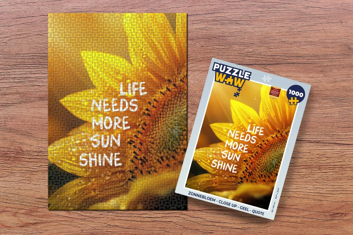 PuzzleWow Zonnebloem Quote Legpuzzel 1000 Stuks - Geel