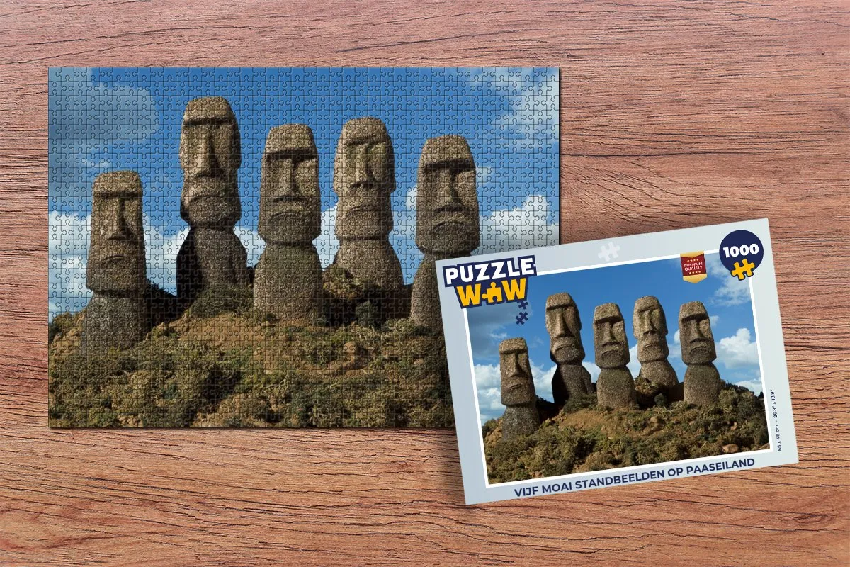 PuzzleWow Legpuzzel Moai Paaseiland 1000 Stuks - Multicolor