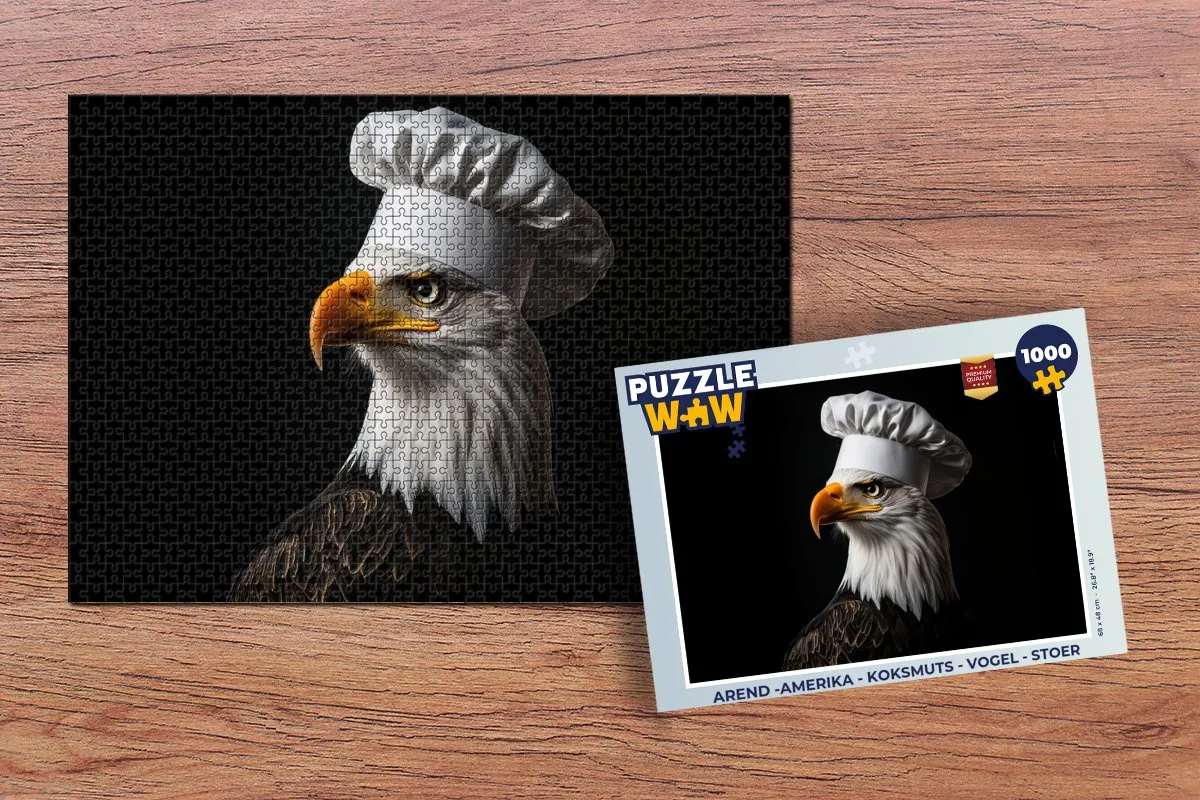 PuzzleWow Arend Amerika Koksmuts Legpuzzel 1000 Stuks - Zwart