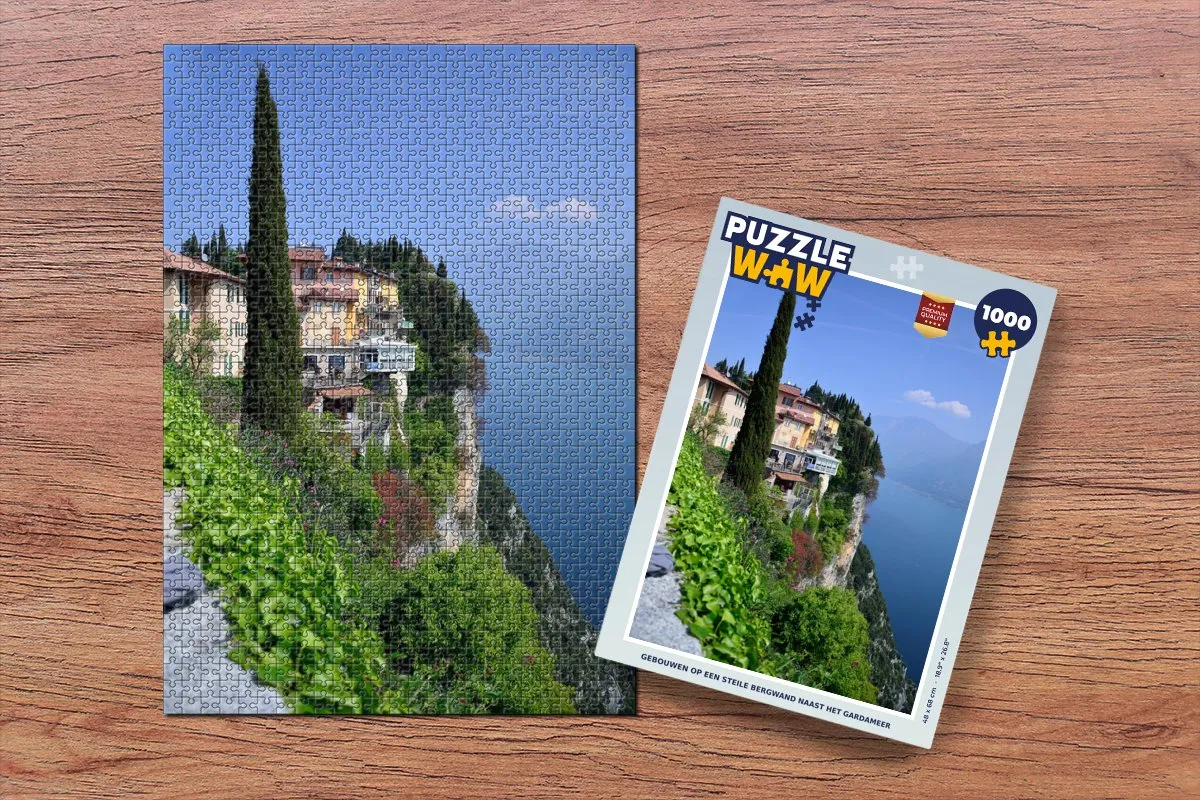 PuzzleWow Gardameer Berg Huis Legpuzzel 1000 Stuks - Multicolor