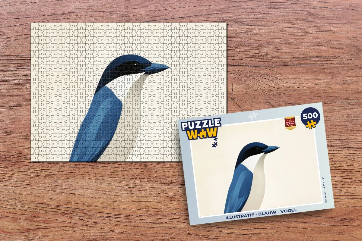 PuzzleWow Vogel Legpuzzel 500 Stuks - Blauw