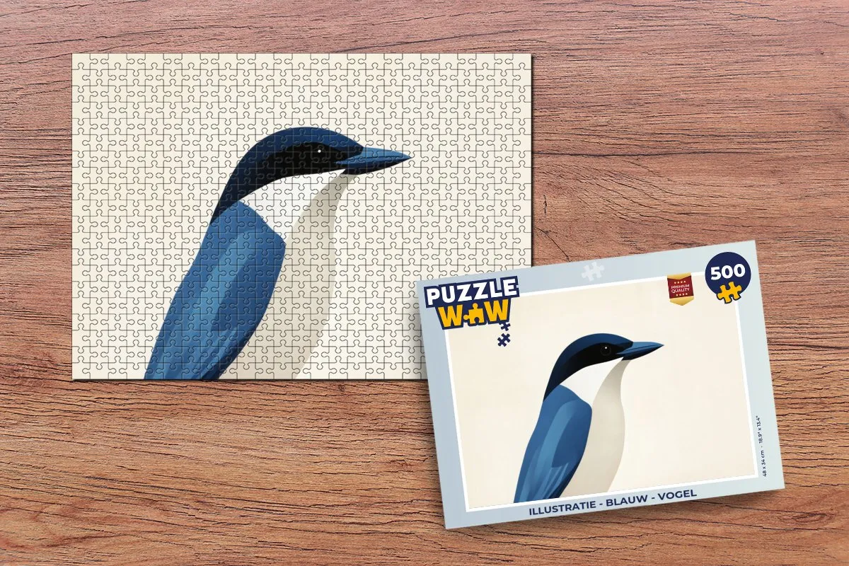 PuzzleWow Vogel Legpuzzel 500 Stuks - Blauw