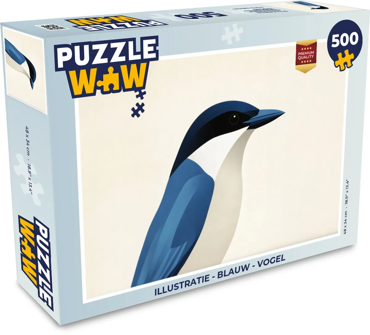 PuzzleWow Vogel Legpuzzel 500 Stuks - Blauw