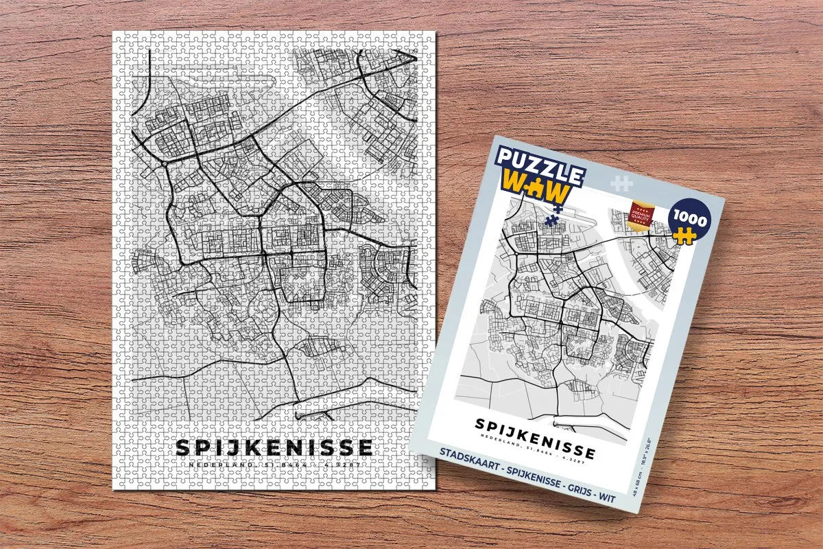 PuzzleWow Stadskaart Spijkenisse Legpuzzel 1000 Stuks - Multicolor