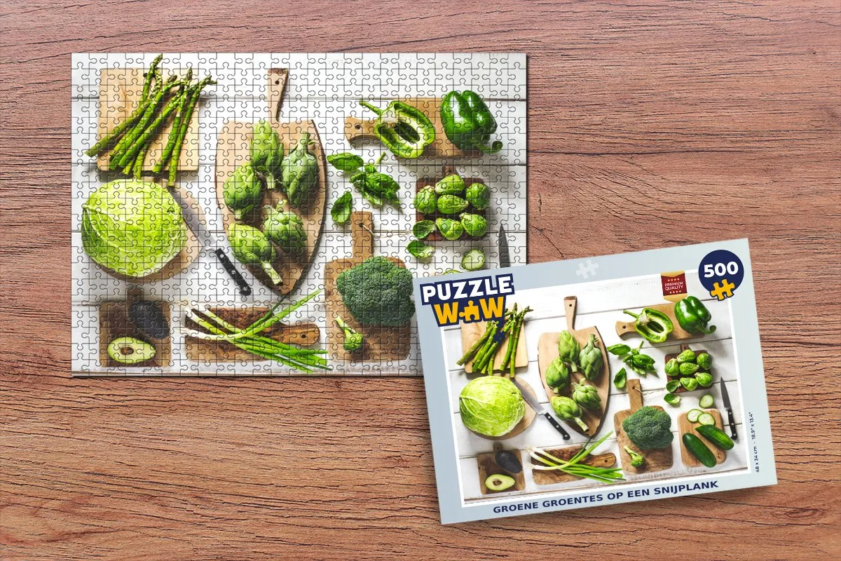 PuzzleWow Groene Groentes Legpuzzel 500 Stuks - Multicolor