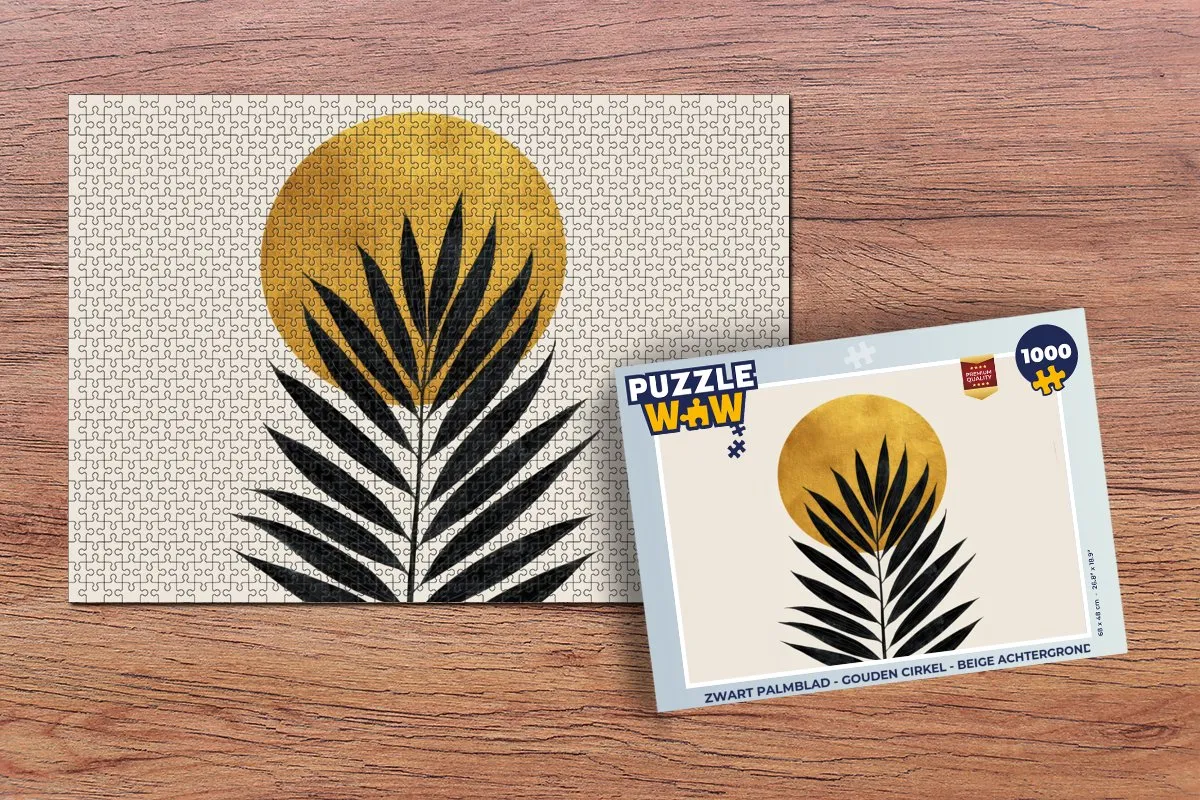 PuzzleWow Legpuzzel 1000 Stuks - Palmblad met Gouden Cirkel