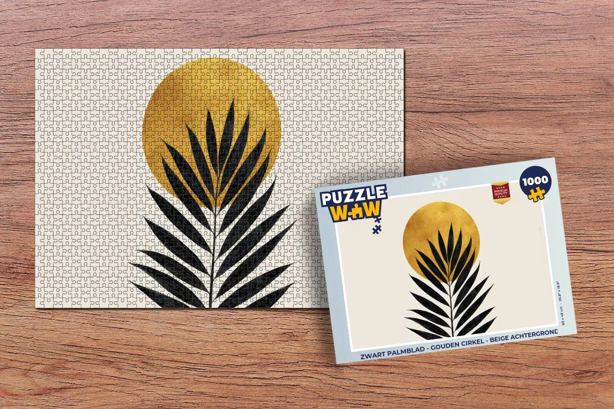 PuzzleWow Legpuzzel 1000 Stuks - Palmblad met Gouden Cirkel