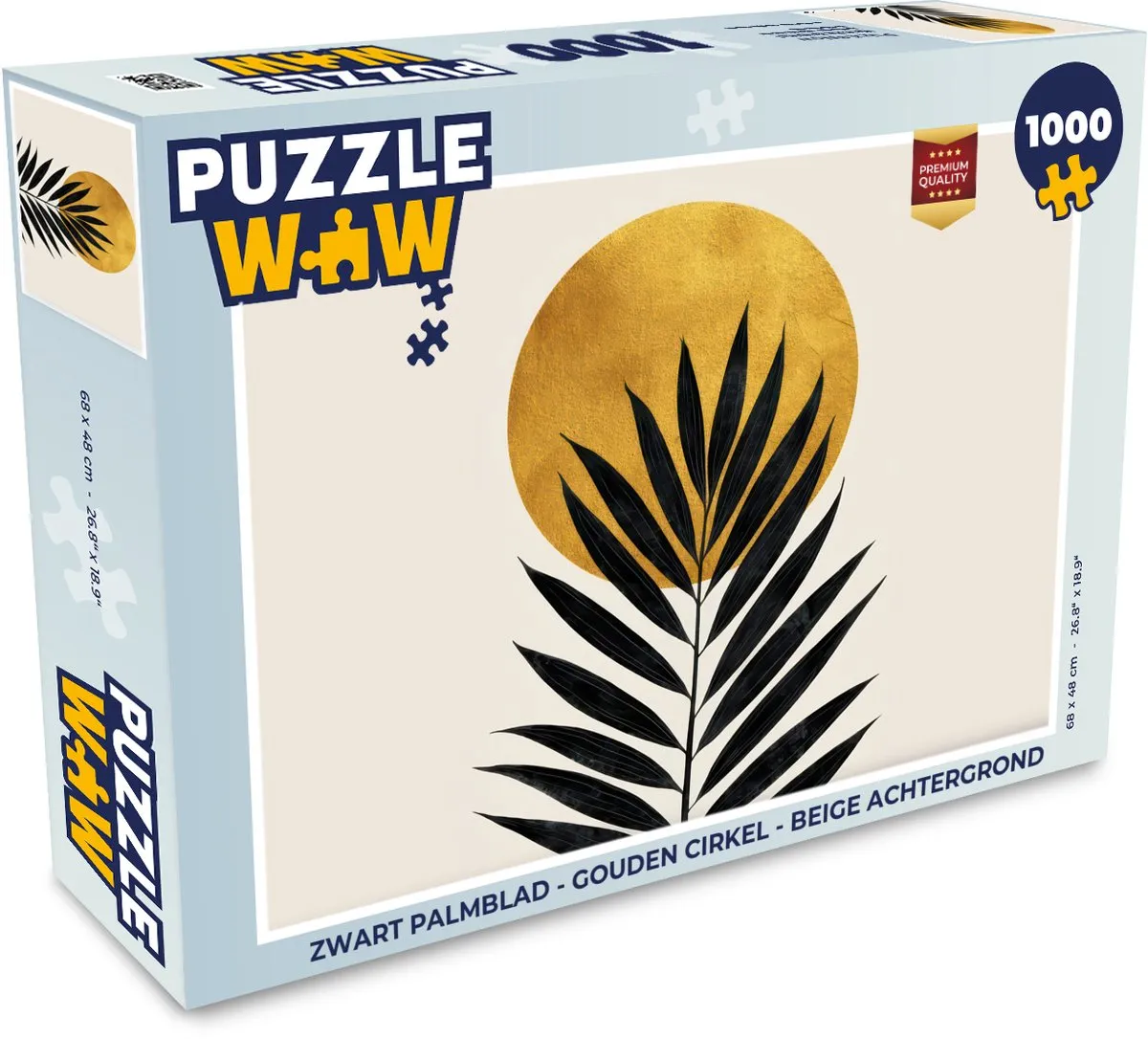 PuzzleWow Legpuzzel 1000 Stuks - Palmblad met Gouden Cirkel
