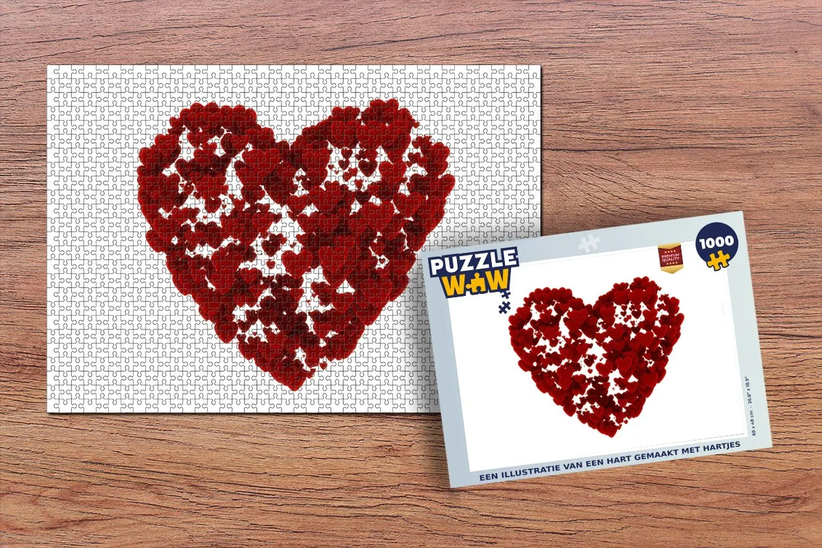 PuzzleWow Legpuzzel Hartjes 1000 Stuks
